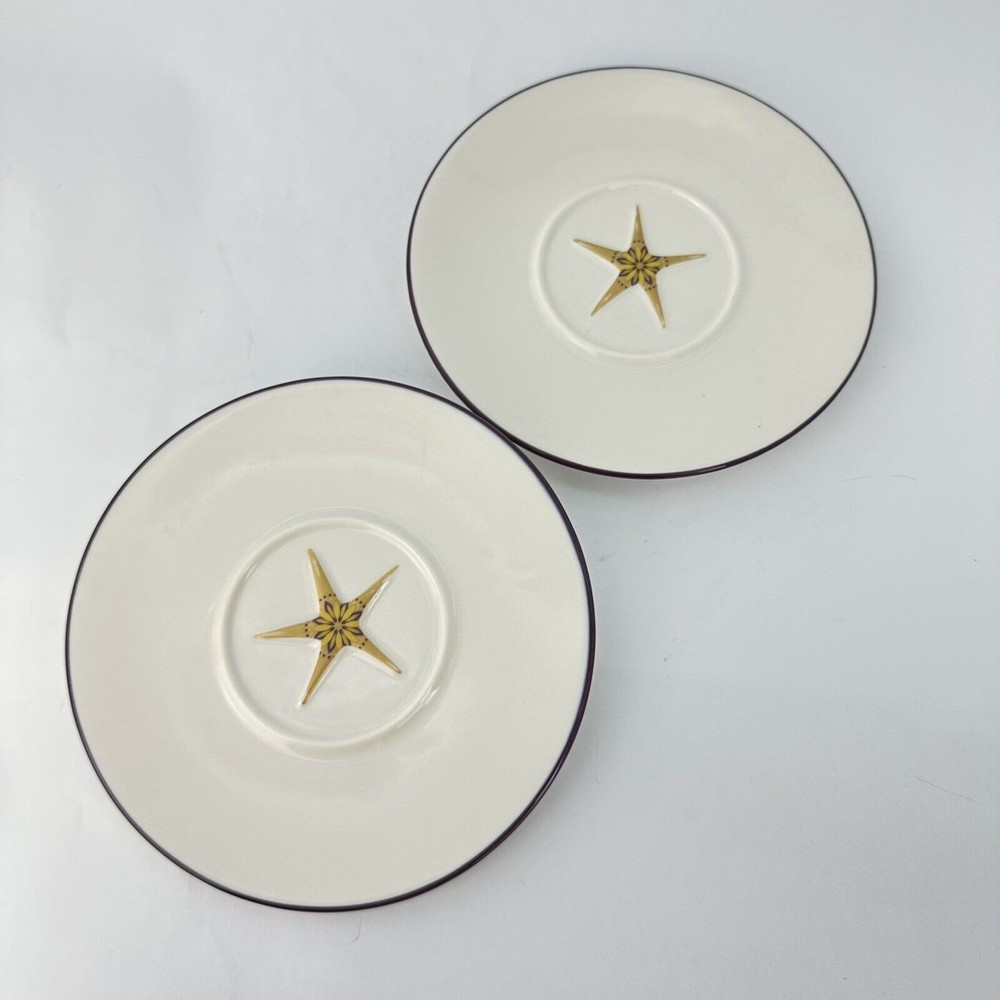 Starbucks Holiday 2006 Saucer Plate  Blue Purple Rim Starfish
